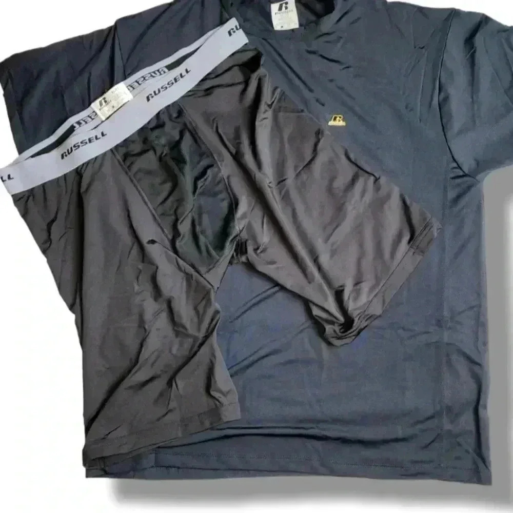 Russell Performance bike shorts and crew t-shirt.  NOS NWT black Size XL